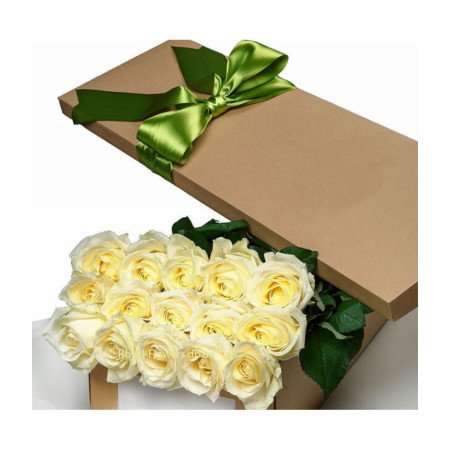  20 White Roses in Box with Teddy Bear ROSE IN BOX - Foto 2