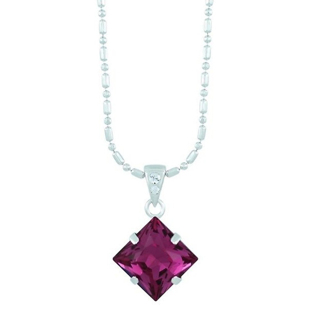 Fuchsia princess cut square necklace