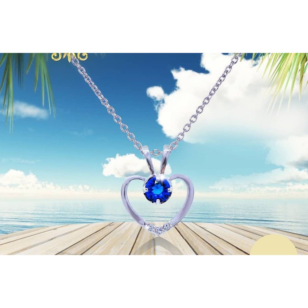 Collaret amb penjoll de cor de safir blau