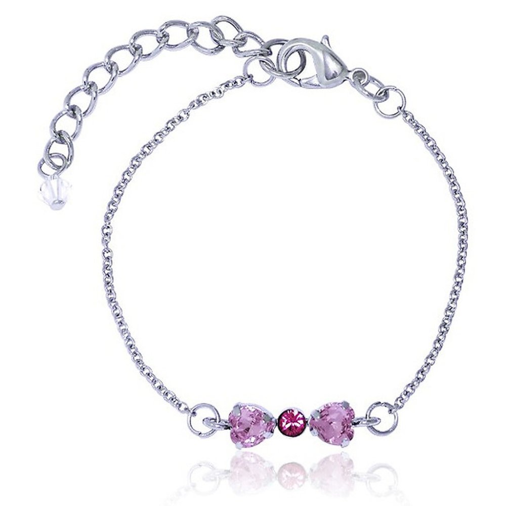 Silver bracelet with pink crystals