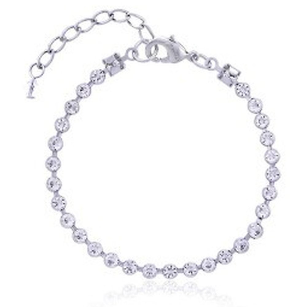 Silver crystal tennis bracelet close-up
