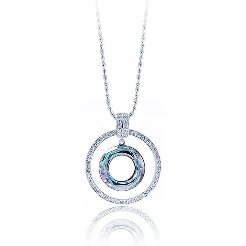 Iridescent concentric circle diamond necklace
