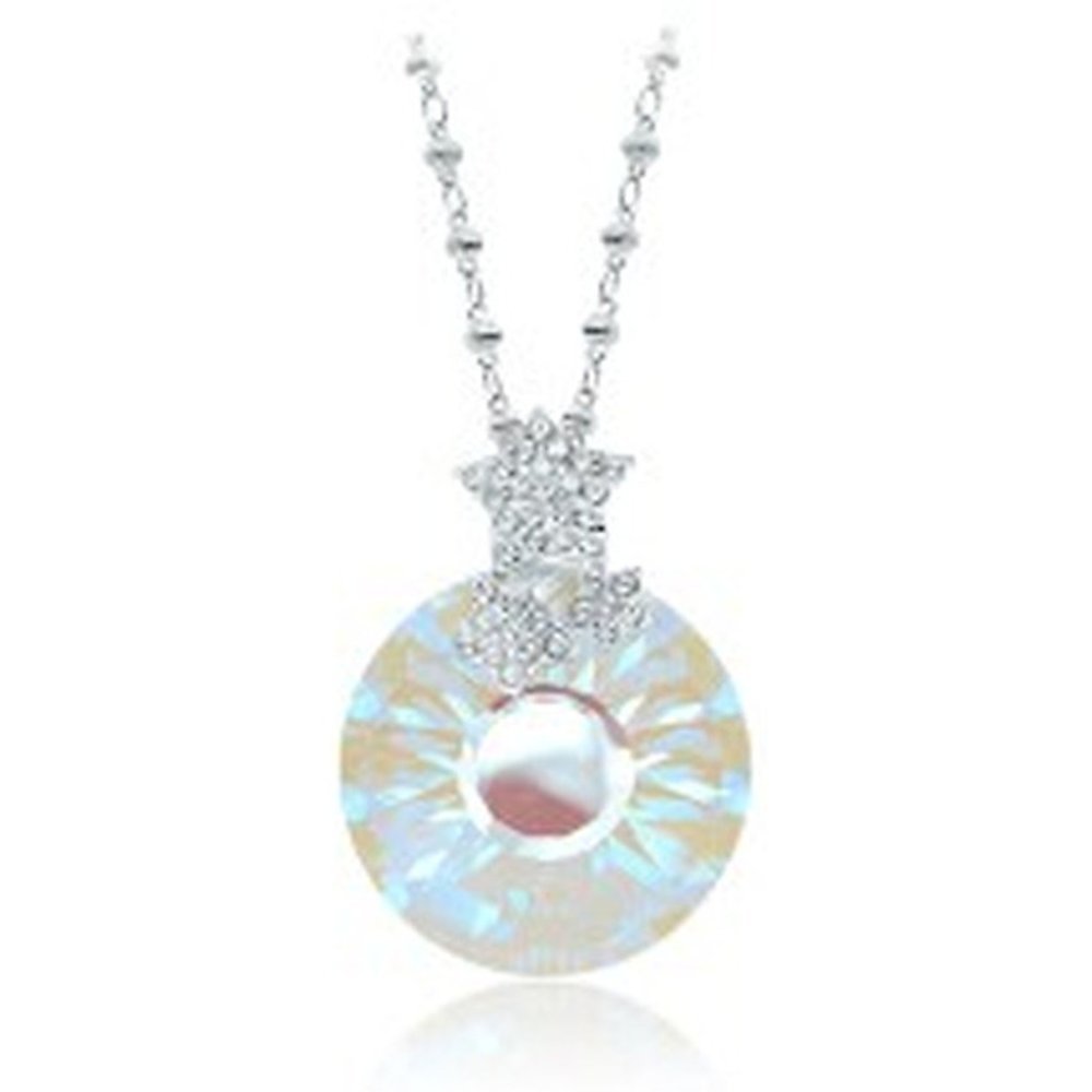 Pearl pendant with crystal halo