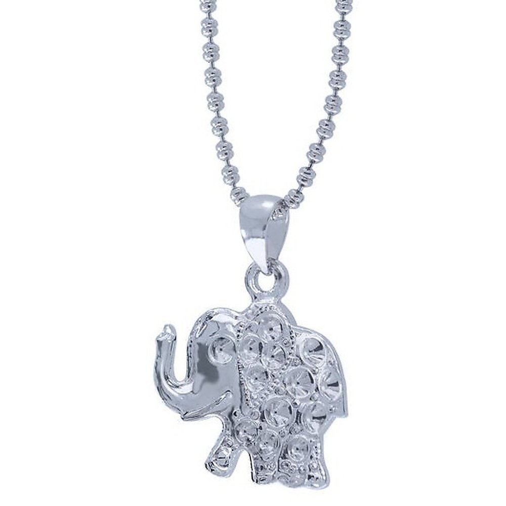 Silver elephant bead pendant necklace