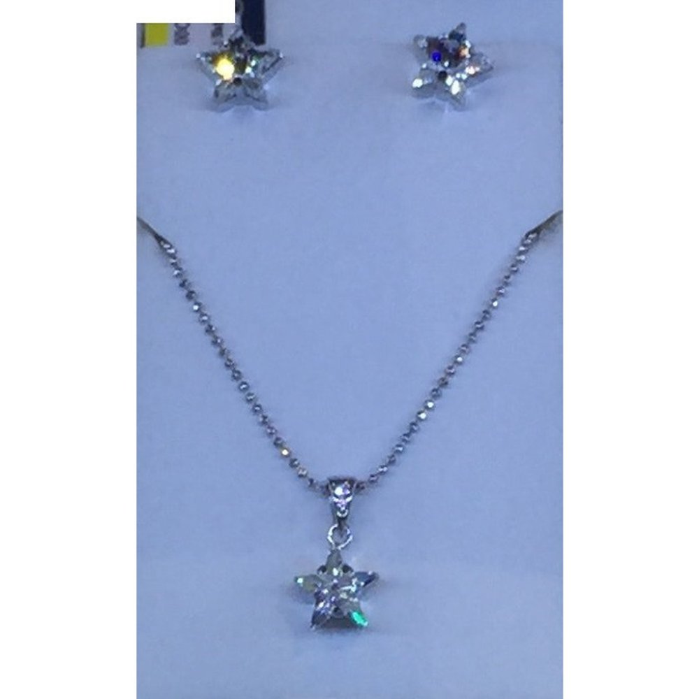 Silver star crystal jewelry set