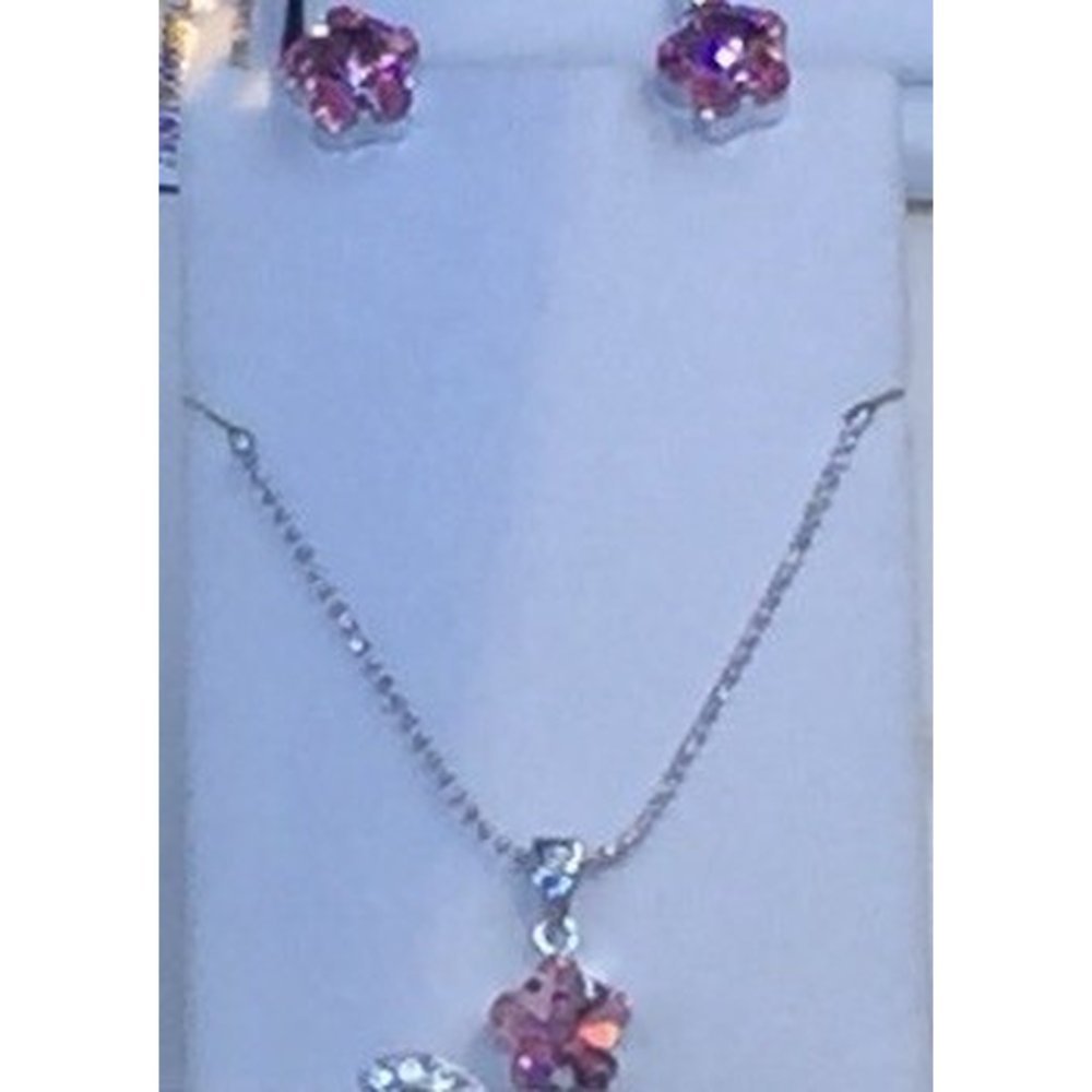 Magenta floral gemstone jewelry set