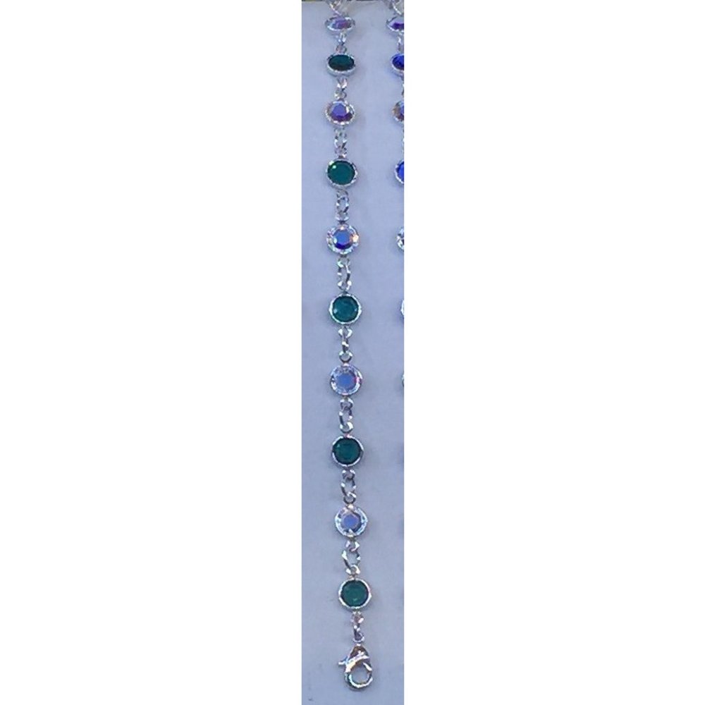 Bracciale di perline verde e iridescente