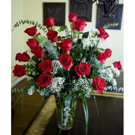 VASE OF no.30 RED ROSES FLOWERS 09