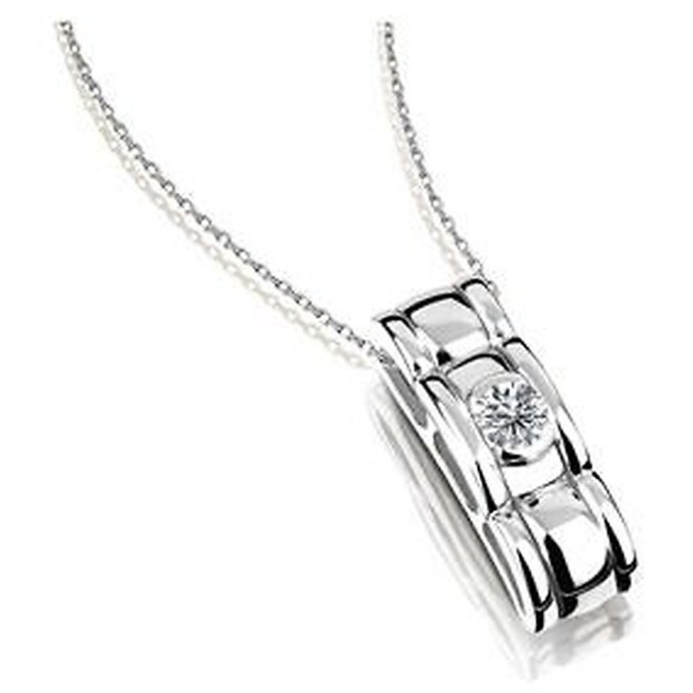 Hvitgull geometrisk diamant anheng