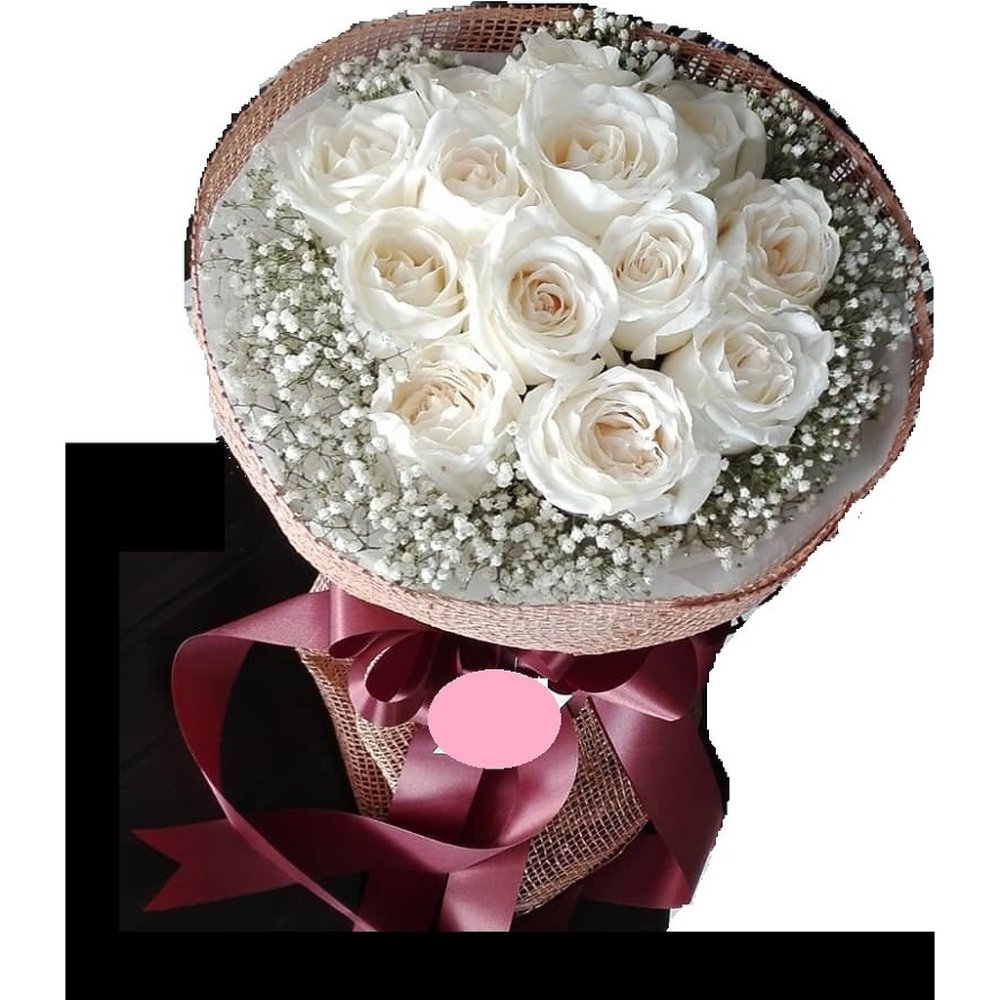 White roses mix flowers in mand