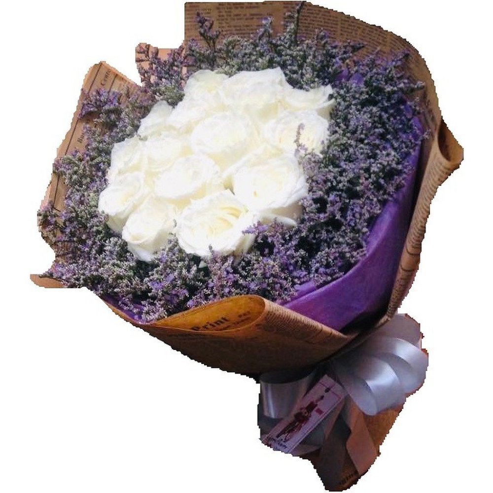 Rosas brancas bouquet de recheo morado