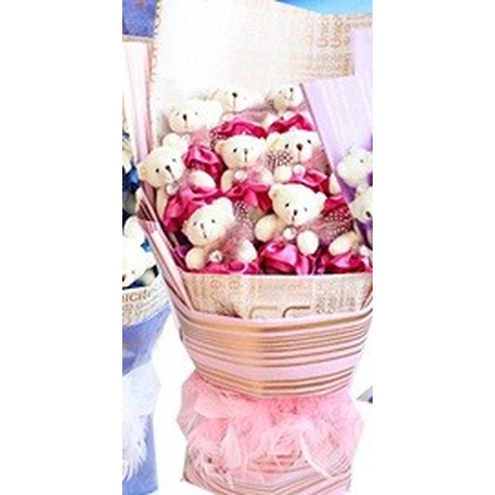 Pinker Korb mit Mini-Teddybären