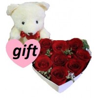 BIRTHDAY GIFT FLOWERS WITH CAKE AND TEDDY BEAR 12