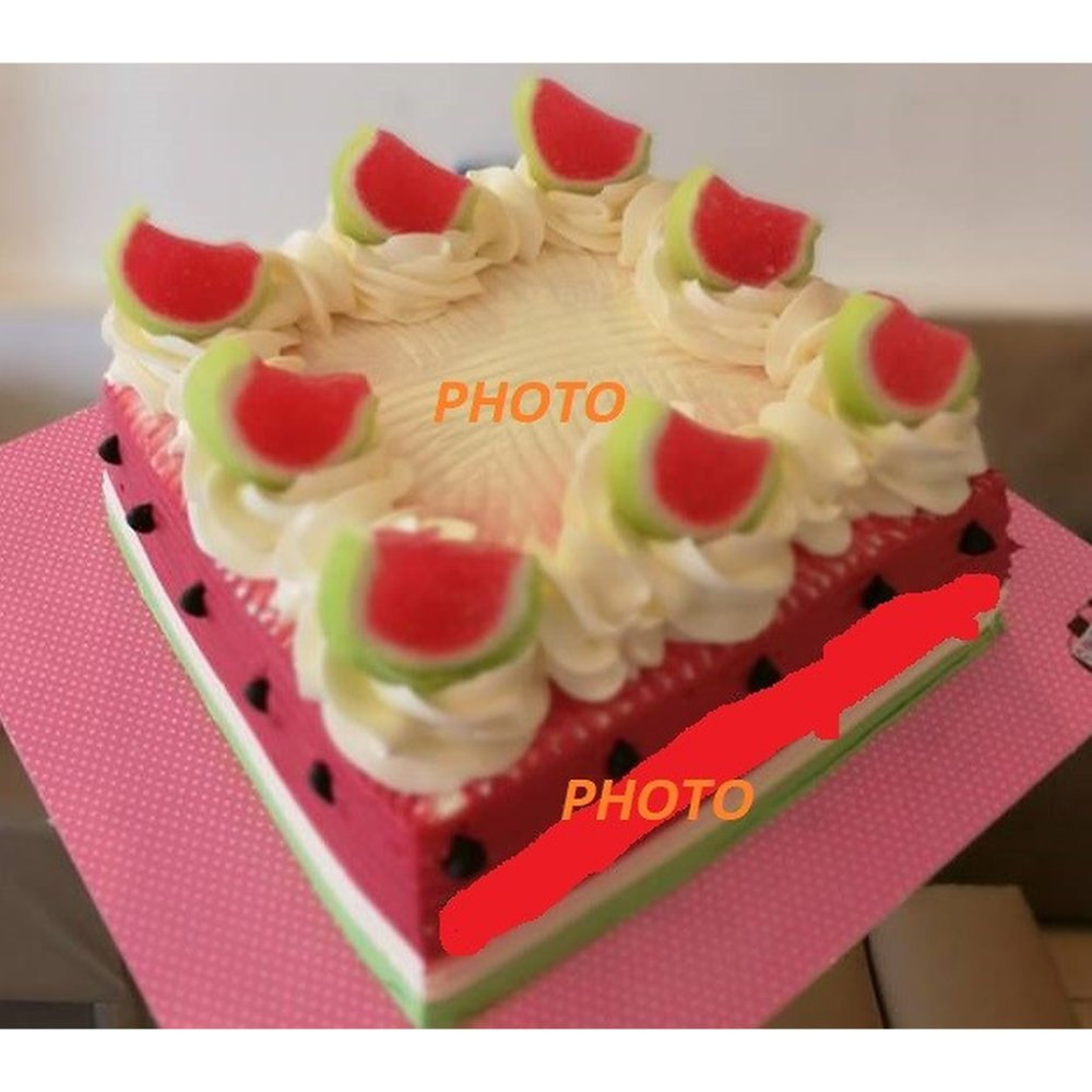 Torta decorativa cadrada con temática de sandía