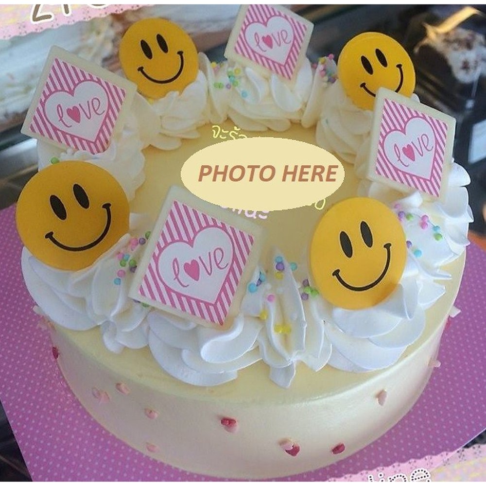 Custom photo cake with hearts