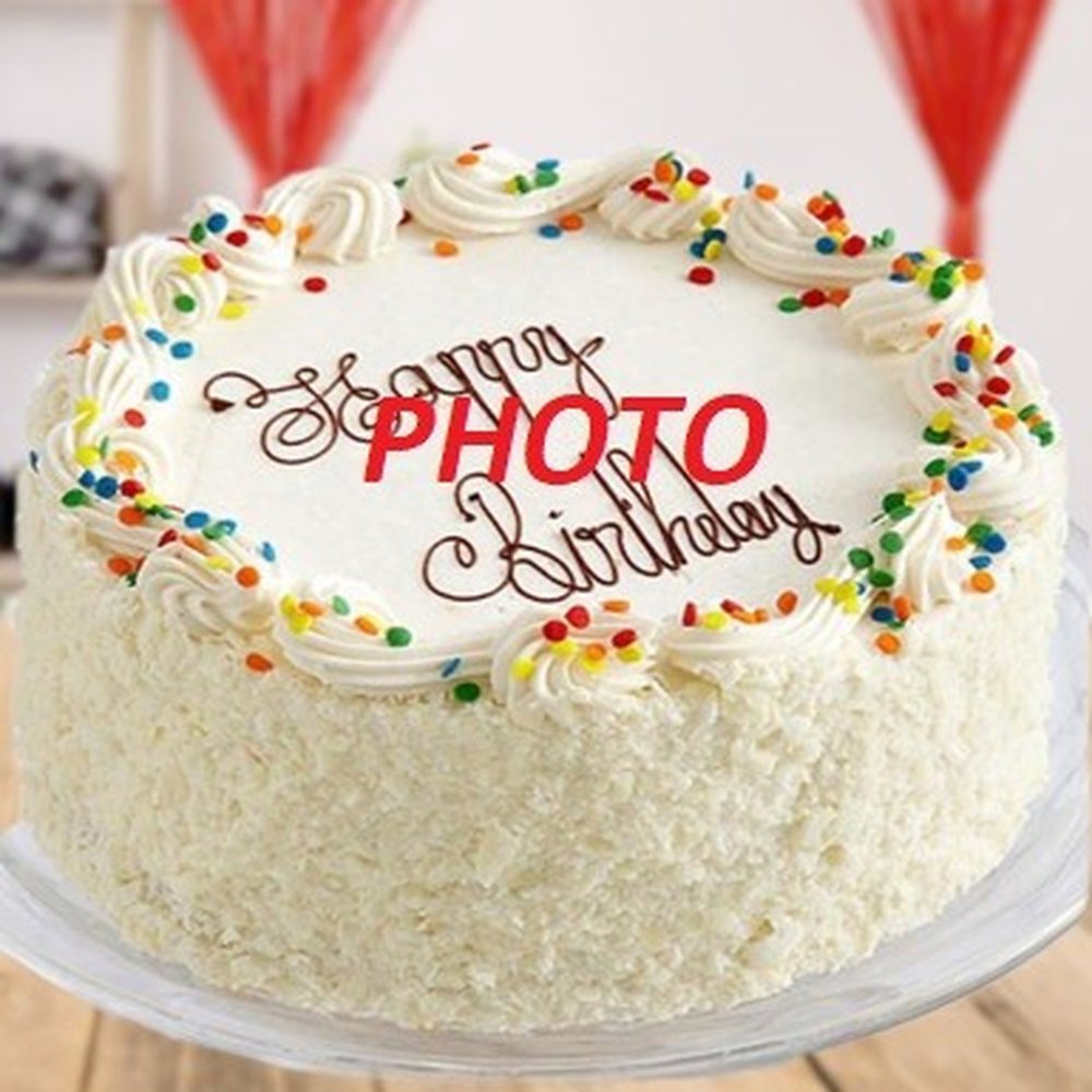Pastís d'aniversari amb foto personalitzada blanc