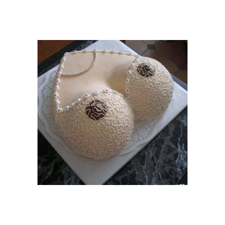 Lace sculpted female bust cake