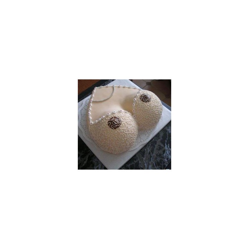 Lace sculpted female bust cake