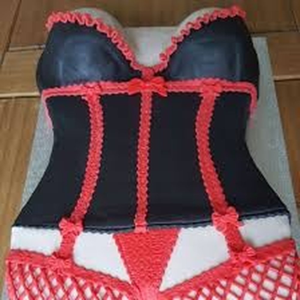 Red black white corset bodysuit