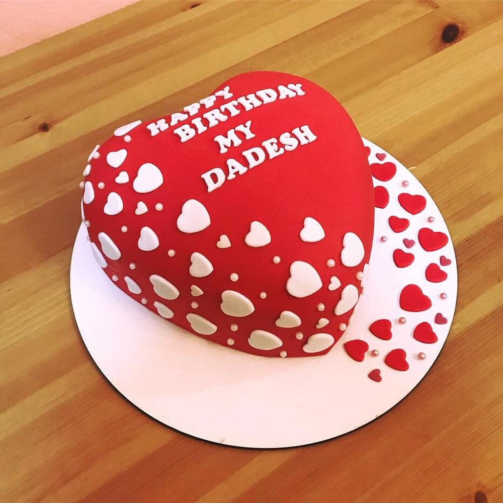 Heart-shaped romantic love cake