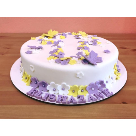 White floral butterfly celebration cake