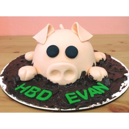  3D Party Cake 2P 750g – Pig Celebration Design| delivery in Pattaya Cakes - Foto 1