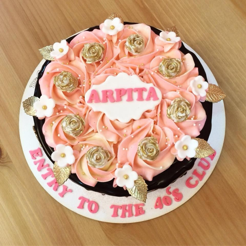  3D Party Cake 2P 750g – Pink Floral Drip Design| delivery in Pattaya Cakes - Foto 1