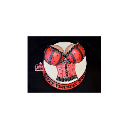  3D Party Cake 2P 750g – Red & Black Corset Design| delivery in Pattaya Cakes - Foto 1