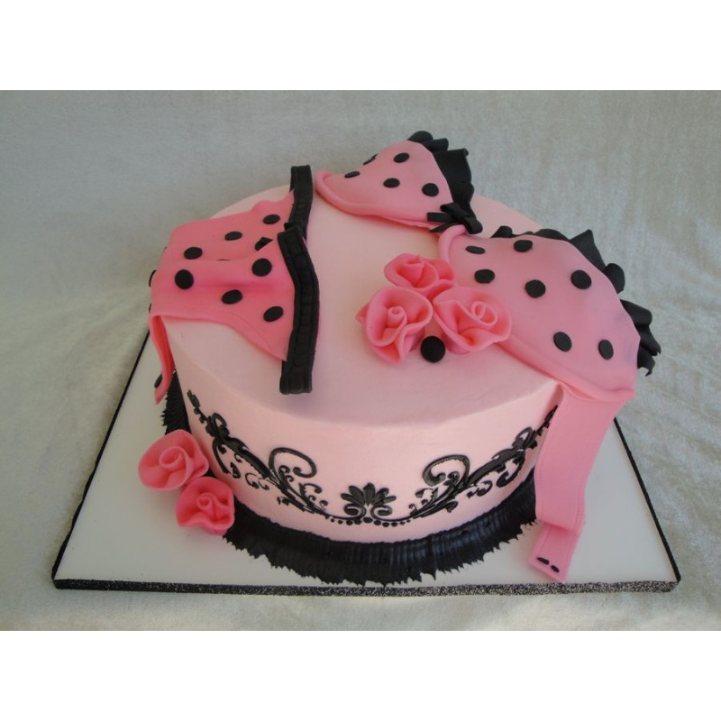  Cake 3D Size 2P 750g – Pink Bra Polka Dot Design| delivery in Pattaya Cakes - Foto 1