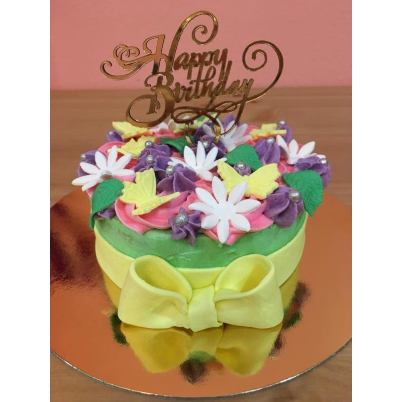 Colorful floral birthday cake design