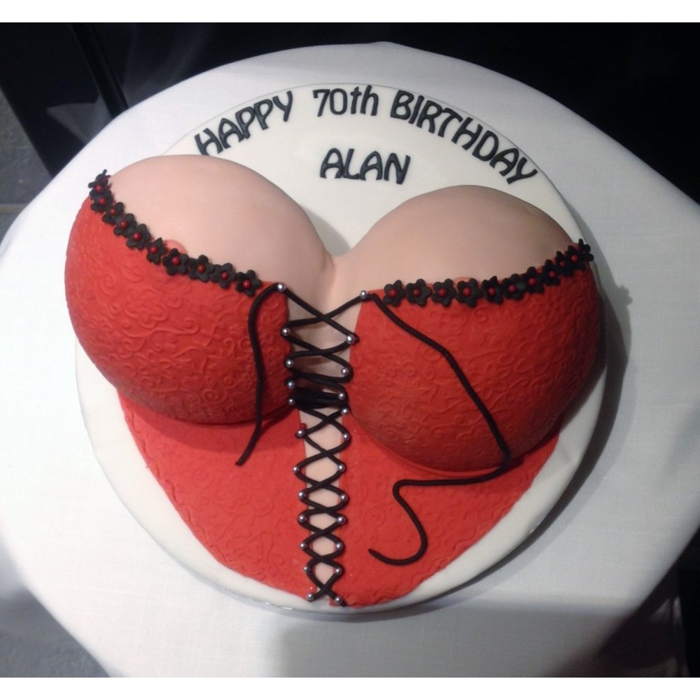 3D red corset female chest cake