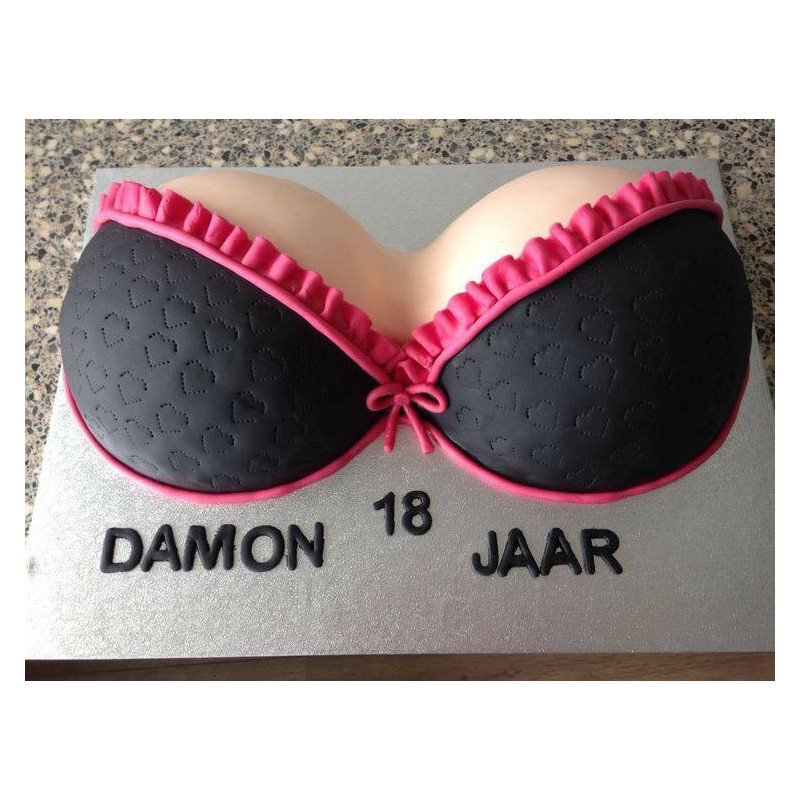  Cake 3D Size 3P 1100g – Black & Pink Bra Birthday Design Cakes - Foto 1