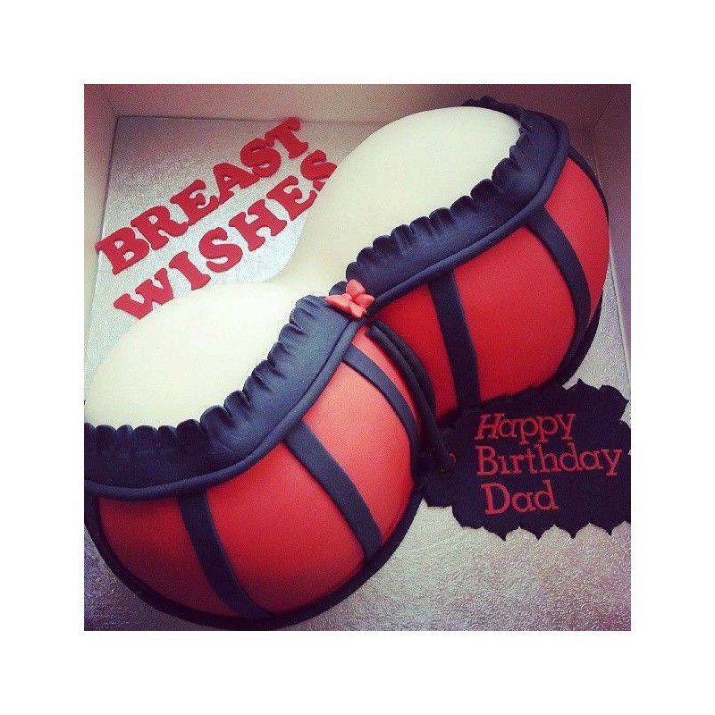  Cake 3D Size 3P 1100g – Breast Wishes Novelty Birthday Design Cakes - Foto 1