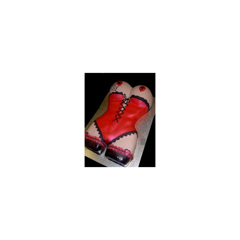  Cake 3D Size 4P 1500g – Red Corset Lace Design| delivery in Pattaya Cakes - Foto 1