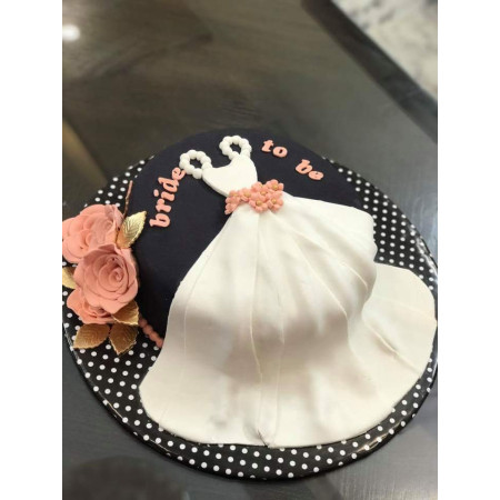  3D Bride-to-Be Custom Cake: Fondant Wedding Dress & Roses (4lbs/1500g) – Pattaya Cakes - Foto 1