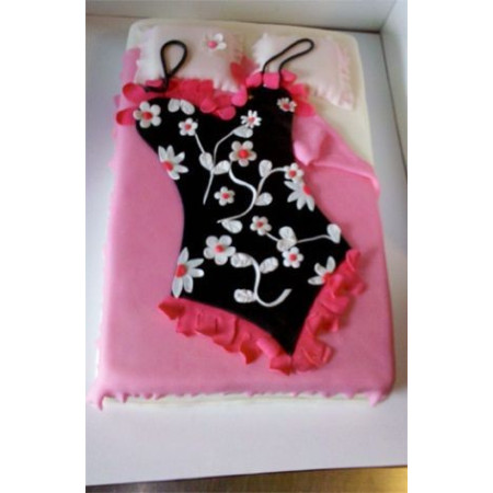  3D Swimsuit‑Themed Cake with Floral Fondant Design – 4 Pounds (1500g) Custom Celebration Cake| delivery in Pattaya Cakes - Foto