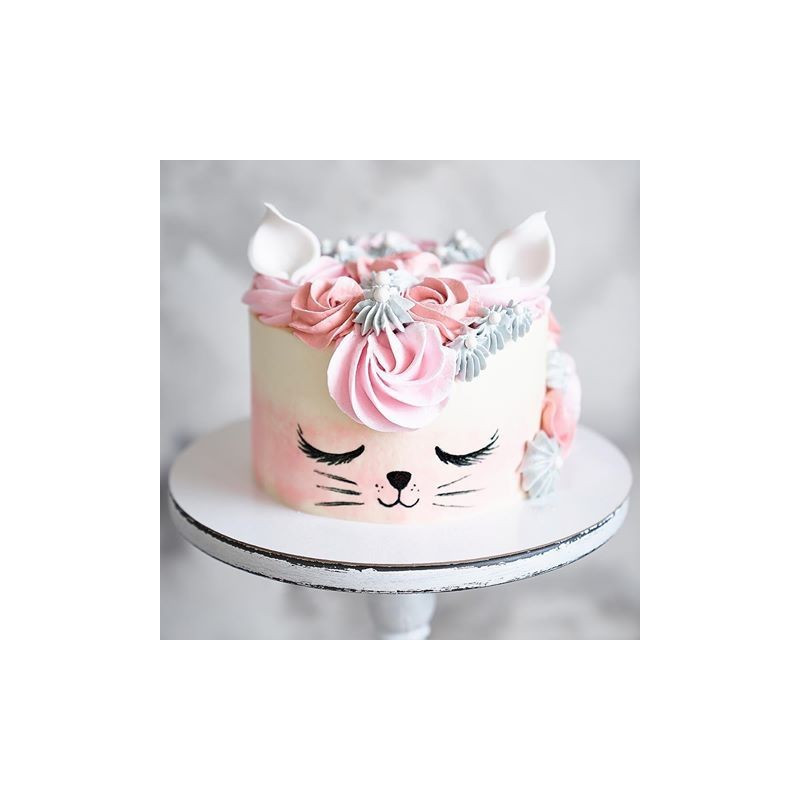  3D Cat Face Birthday Cake with Pink & White Fondant – 4 Pounds (1500g)| delivery in Pattaya Cakes - Foto 1