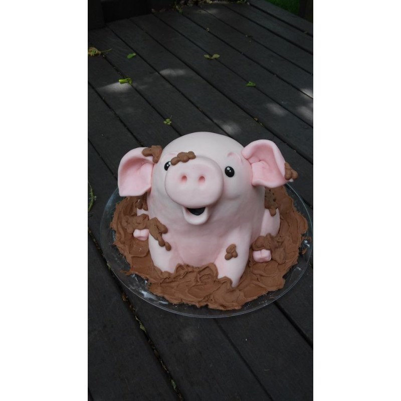  Cake Animals 3D Size 3P 1100g – Pig in Mud Celebration Design (5 Days Delivery) Cakes - Foto 1