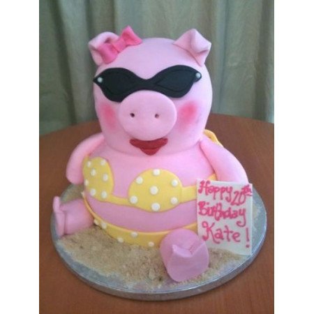  Cake Animals 3D Size 3P 1100g – Beach Pig Celebration Design (5 Days Delivery) Cakes - Foto 1