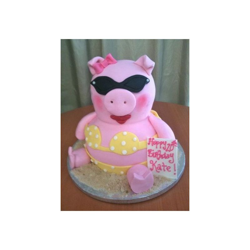  Cake Animals 3D Size 3P 1100g – Beach Pig Celebration Design (5 Days Delivery) Cakes - Foto 1