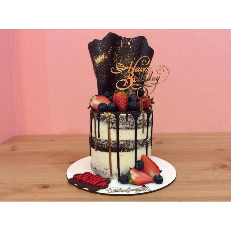  3D Celebration Cake 1100 g – Chocolate Drip & Berry Elegance Cakes - Foto 1