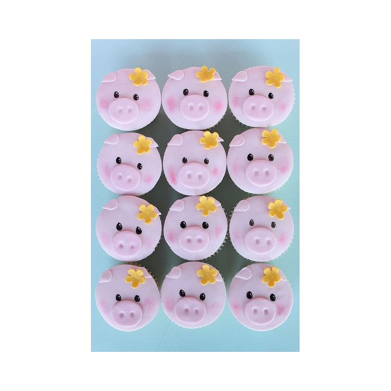  12‑Piece 3D Pig Face Cupcake Set with Fondant Flowers – Same‑Day Delivery Cakes - Foto 1