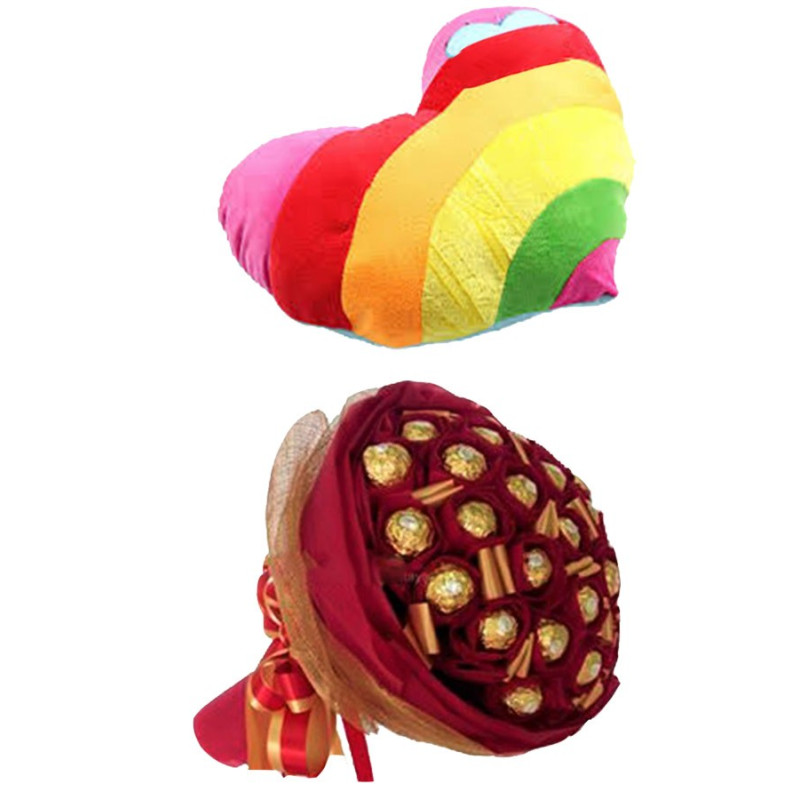 VALENTINE GIFT FLOWER CHOCOLATE WITH HEART PILLOW VALENTINE GIFT FLOWER CHOCOLATE WITH HEART PILLOW