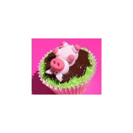  12‑Piece 3D Pig in Mud Cupcake Set with Fondant Pig & Chocolate Frosting – Same‑Day Delivery Cakes - Foto 1