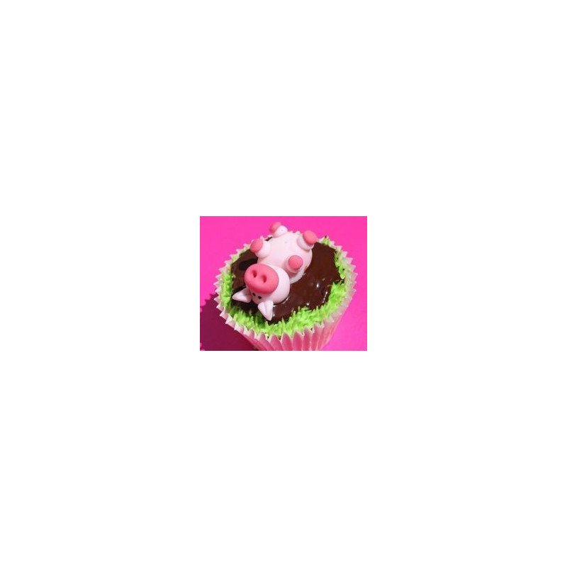  12‑Piece 3D Pig in Mud Cupcake Set with Fondant Pig & Chocolate Frosting – Same‑Day Delivery Cakes - Foto 1