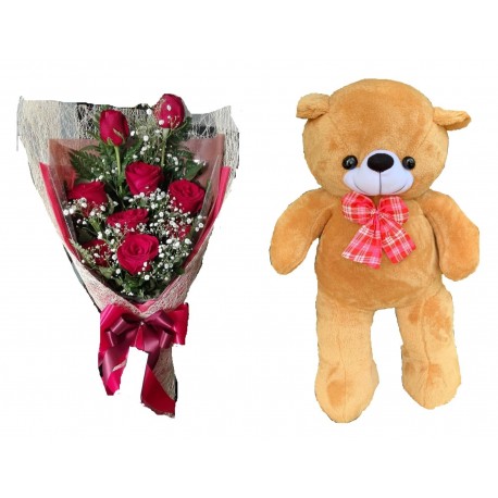 the  teddy bear size 1 meter with flowers