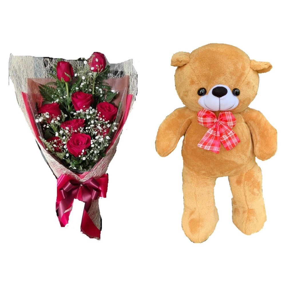Red roses bouquet teddy bear