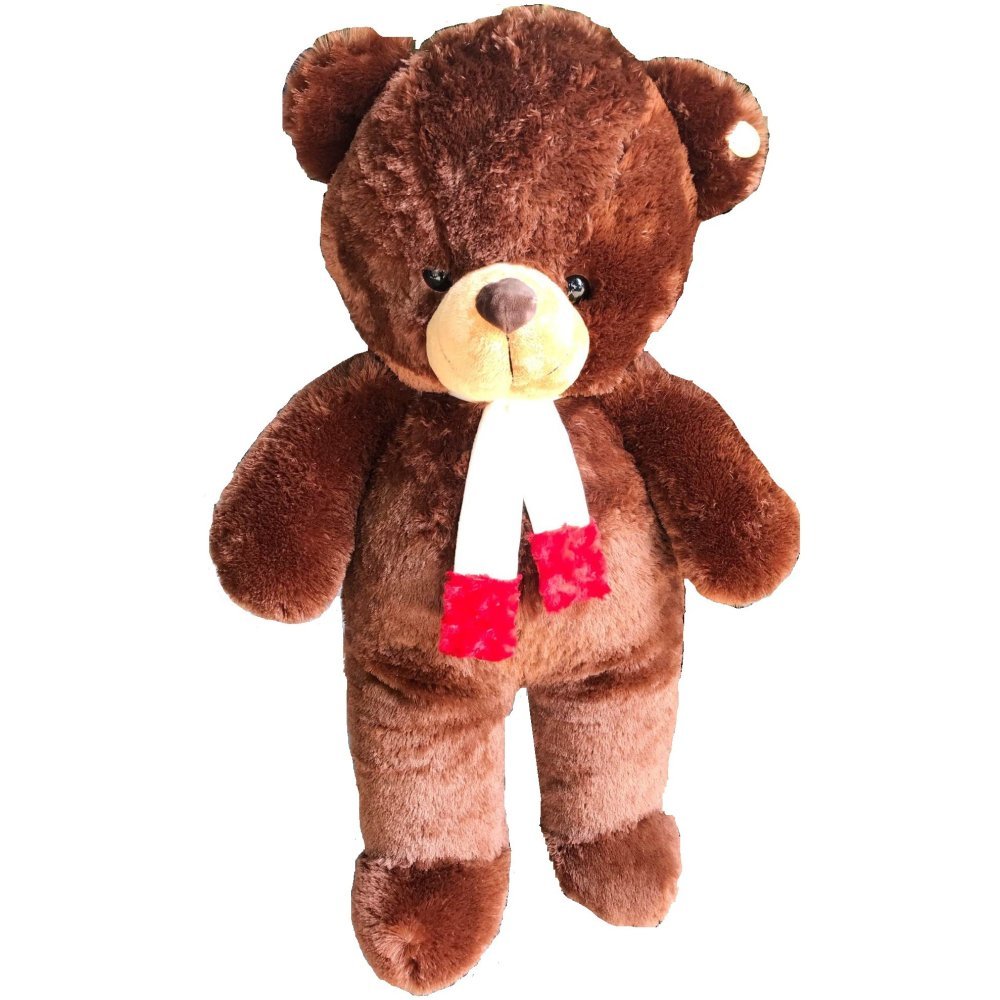 Brun kæmpe bamse med tørklæde