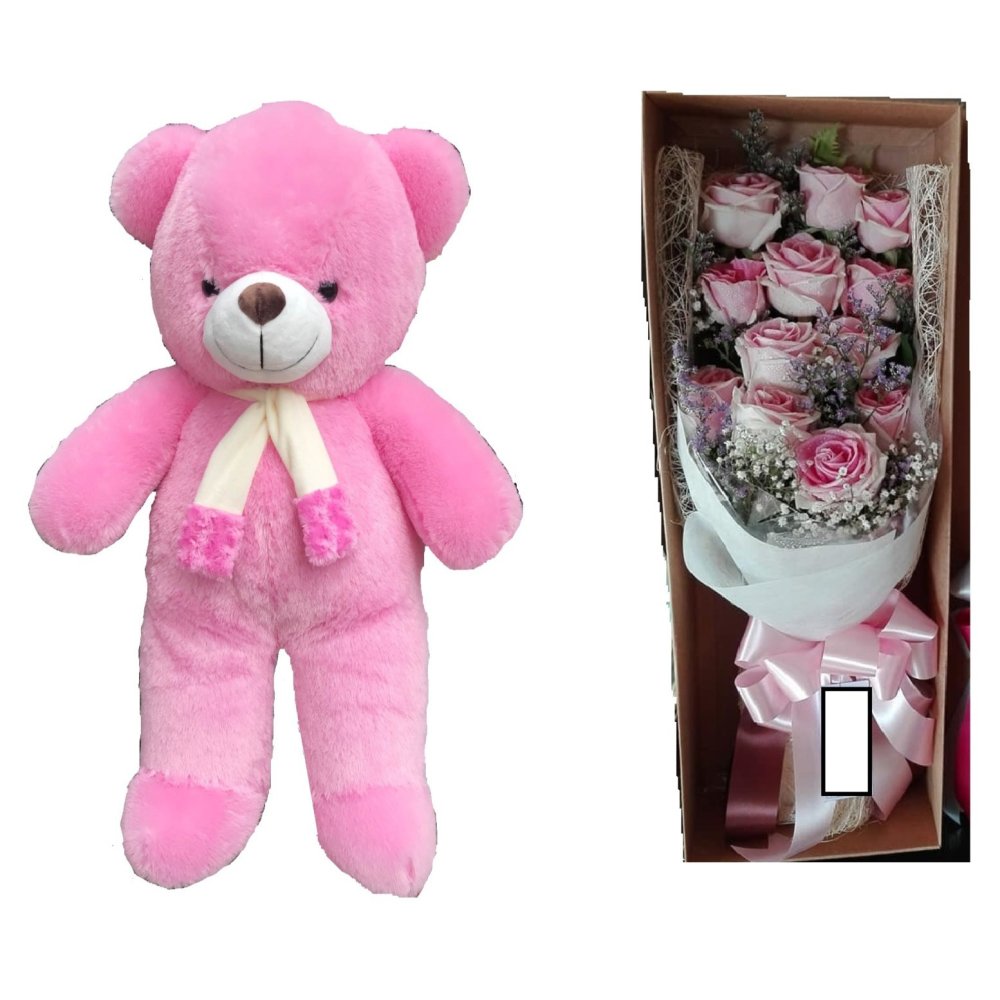Pink teddy bear rose bouquet