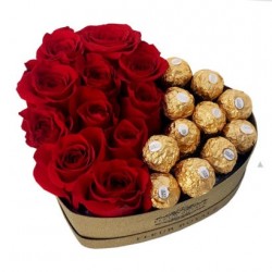 29 roses in box with chocolat